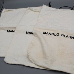 Manolo Blahnik Gray Set Of 3 Drawstring Dust Bags Shoes Storage 13x10.5”